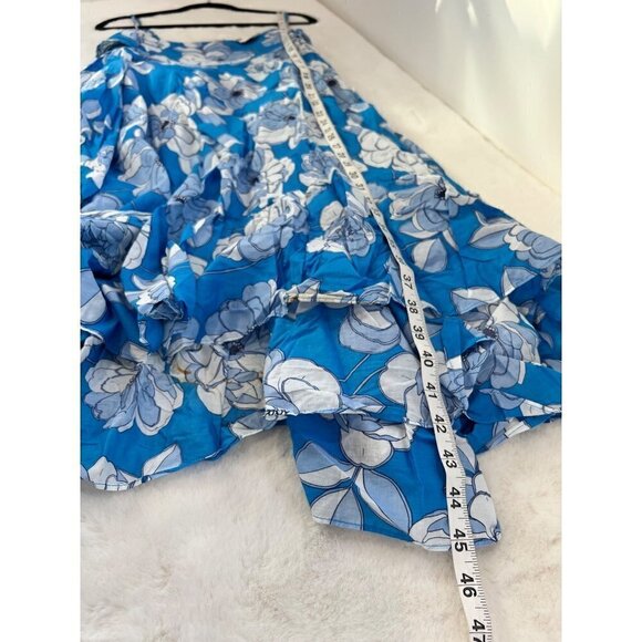 New J Crew Size L Convertible beach dress blue Linear peony Bow Vivid Blue BR047 - Picture 7 of 14